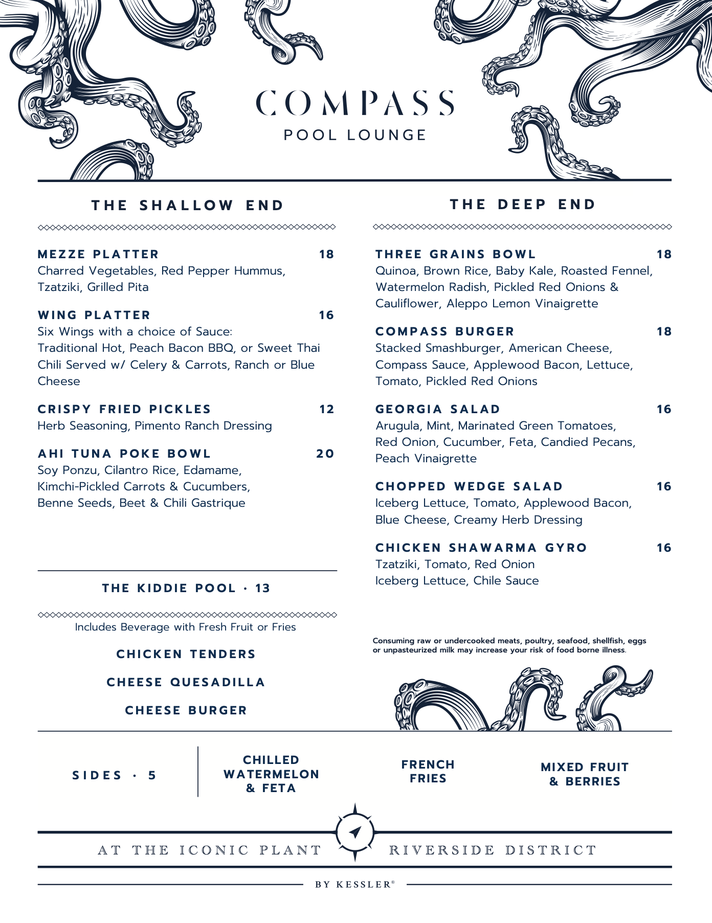 Compass Pool lounge summer menu 2025